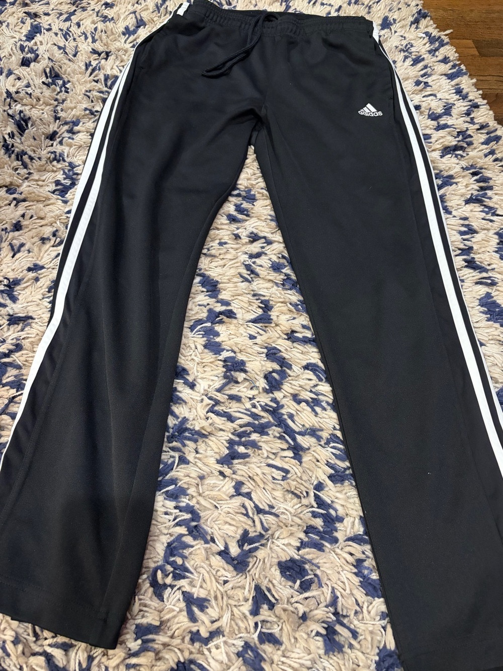 adidas Black Joggers with White Side Stripes - Men’s size large
